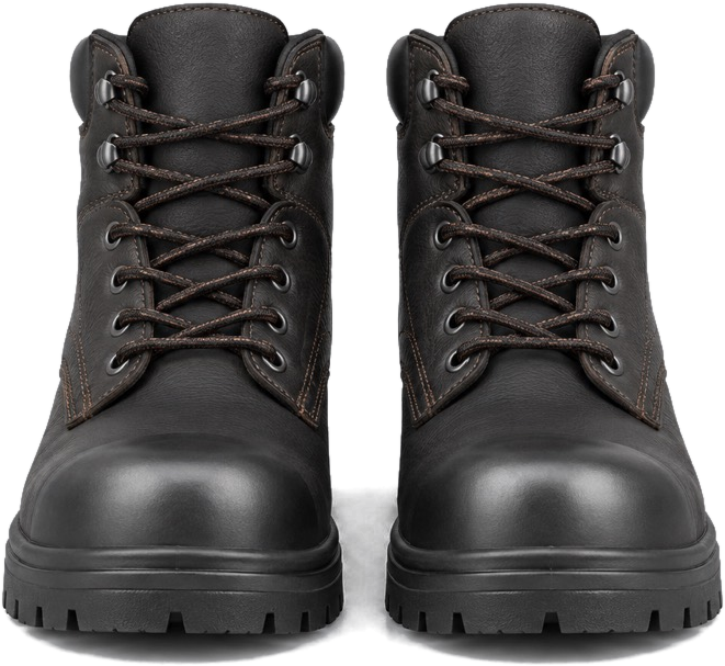 Werkschoenen met stalen neus.
